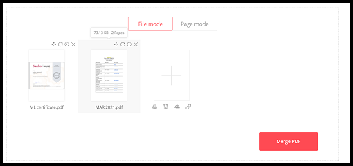 Upload the PDF files that you want to combine